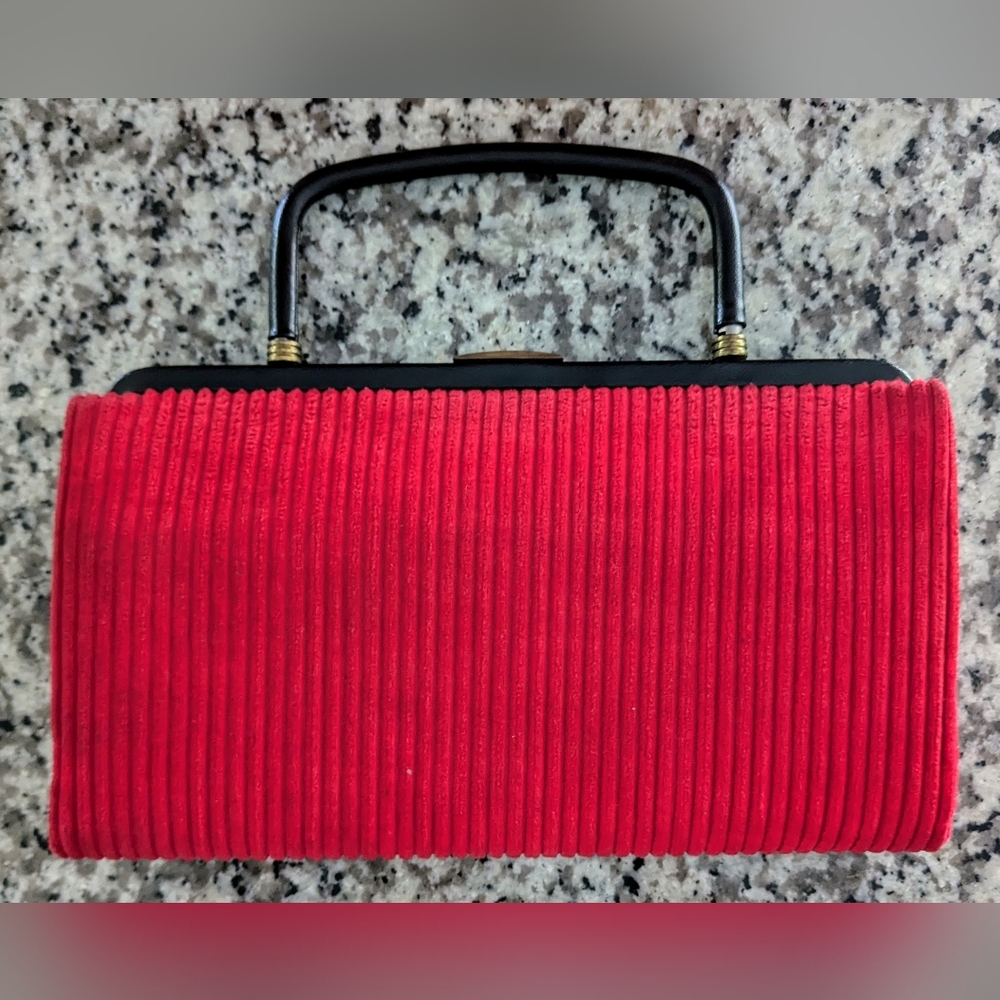 PARAY Vintage Red Corduroy Clutch/Handbag